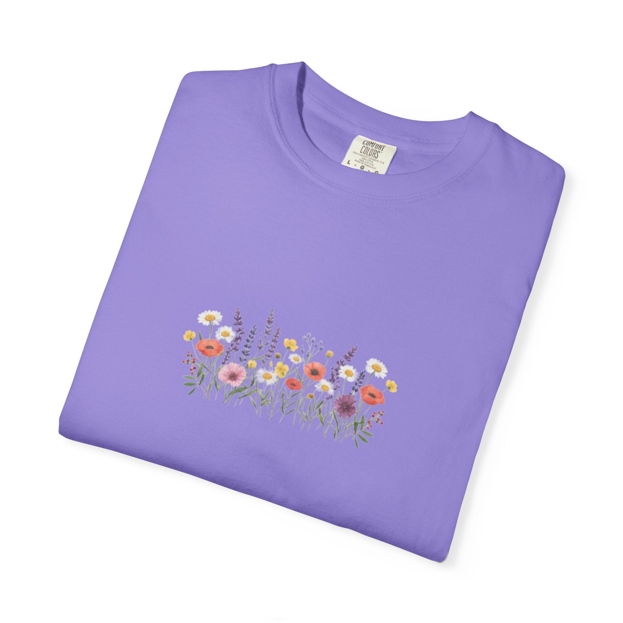 Wildflower Meadow watercolor floral design T-shirt | botanical garden tee