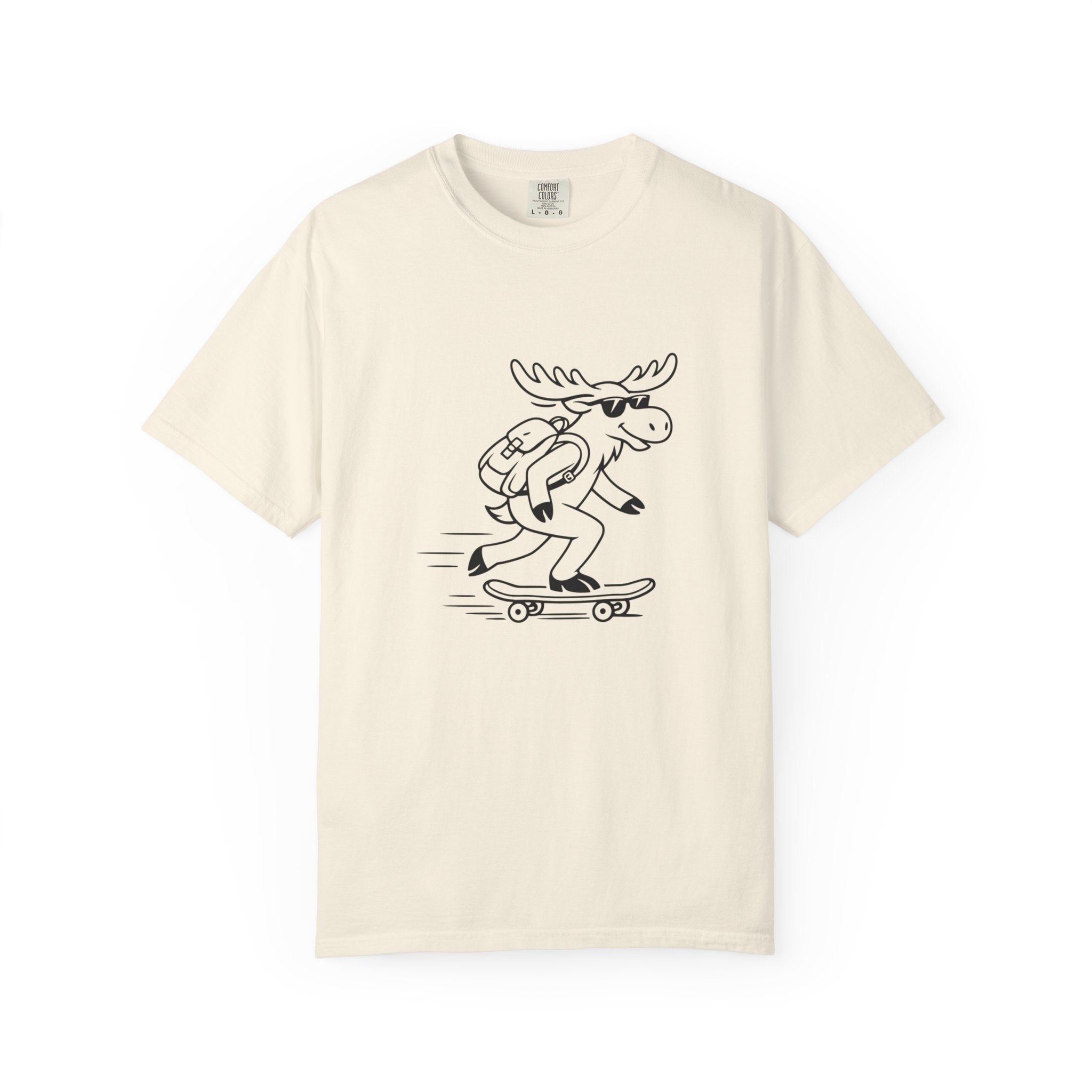 Skateboarding Moose T-shirt | Skateboard Cartoon Graphic Tee