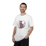 Floral Cat Illustration T-shirt | Botanical Kitty Circle Print
