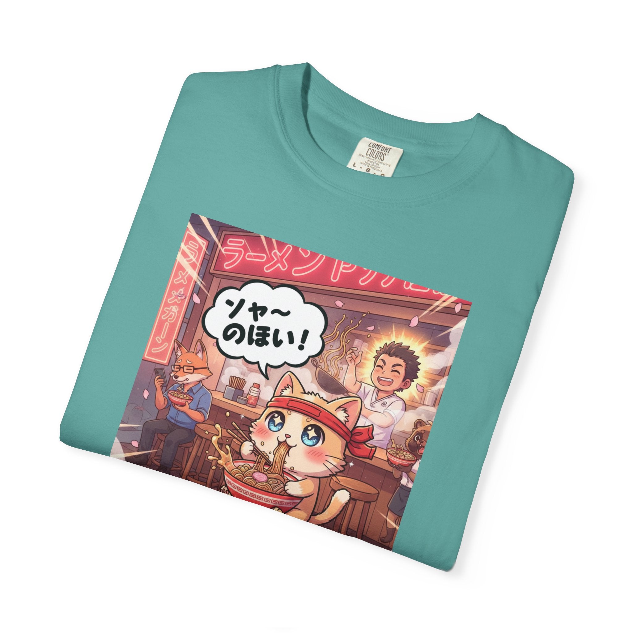 Kawaii Cat Ramen Shop T-Shirt | Anime Noodle Bar Illustration