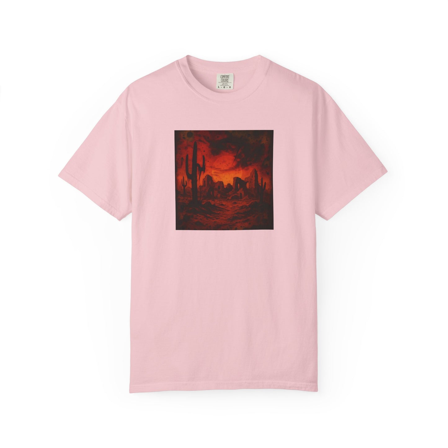 Red Desert Sunset T-shirt | Cactus Landscape, Moody Western Scene