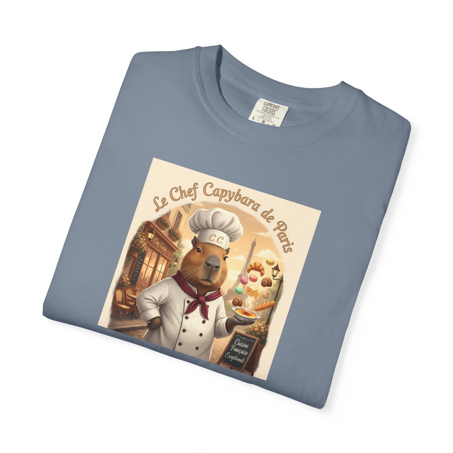 Vintage French Pâtissier Capybara Chef T-shirt | Bakery Illustration