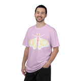 Celestial Moth T-shirt | Pink Yellow Moth with Crescent Moon