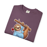 Sloth with Rose on Branch T-shirt | Cute Relaxed Animal Tee