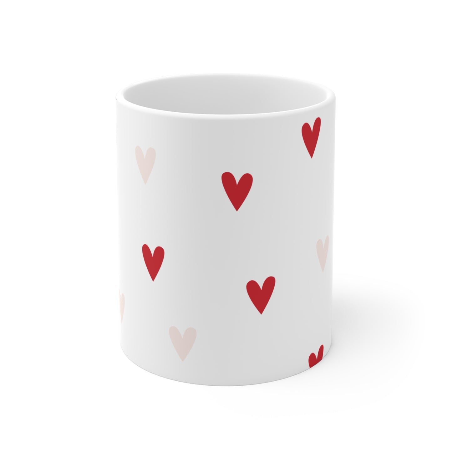 Red and Pink Heart Pattern Mug | 11oz Ceramic