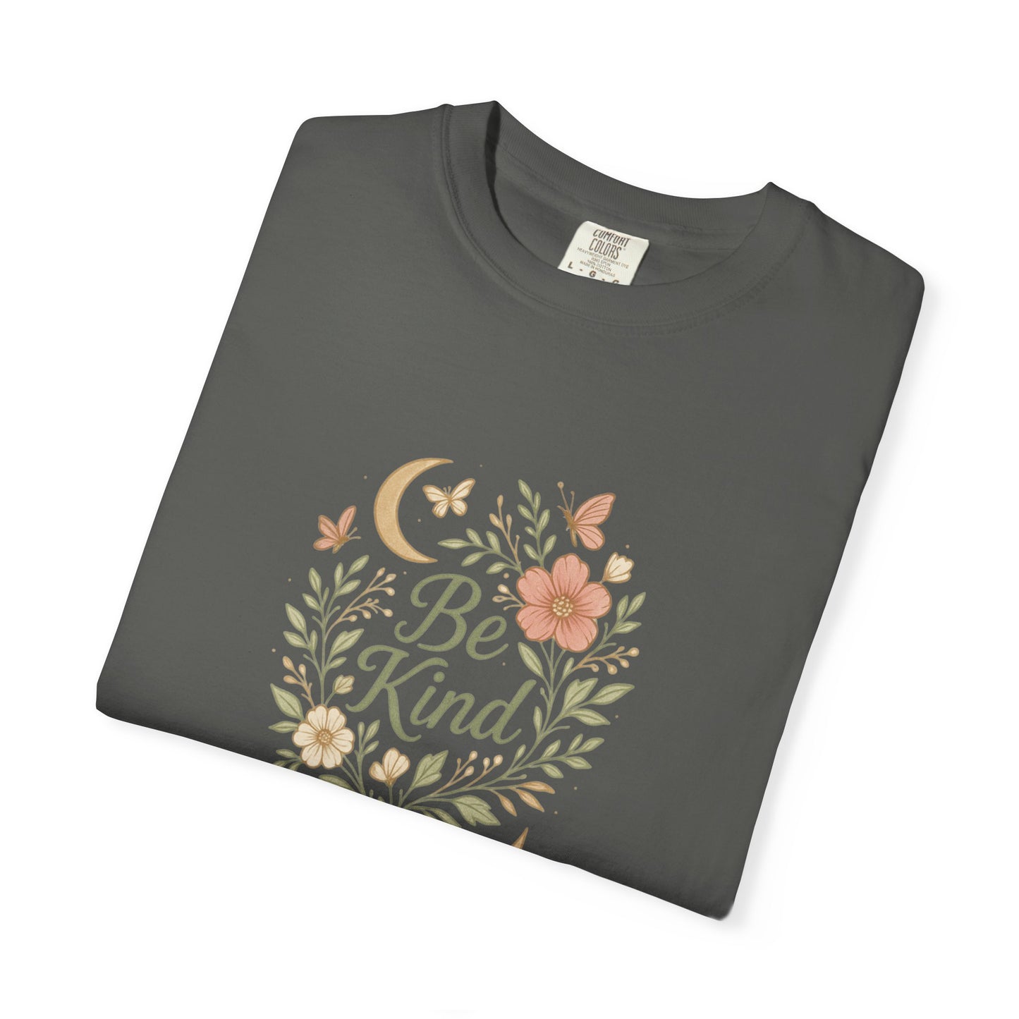 Be Kind Floral Wreath T-Shirt | Positive Quote, Boho Botanical Design