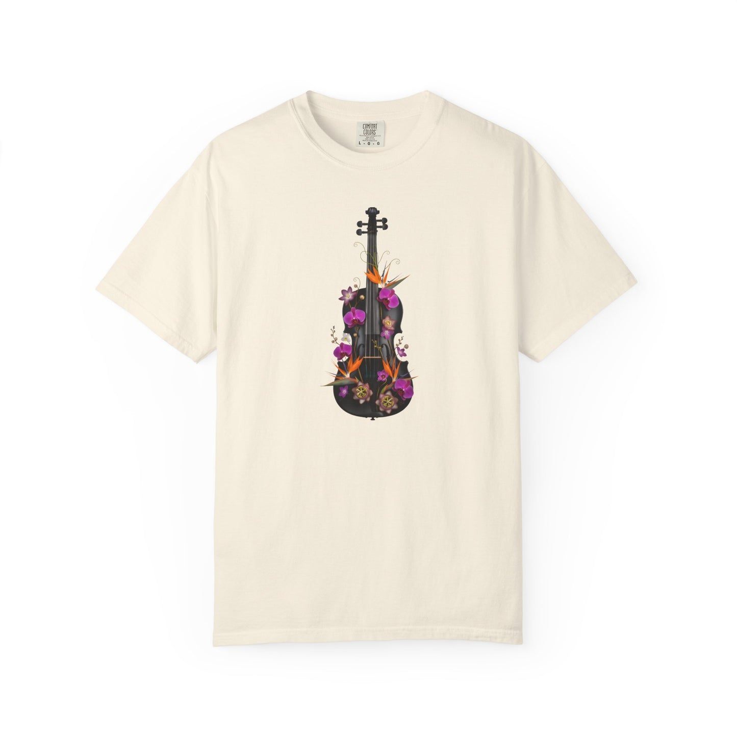 Floral Violin T-shirt | Botanical Music Instrument Tee