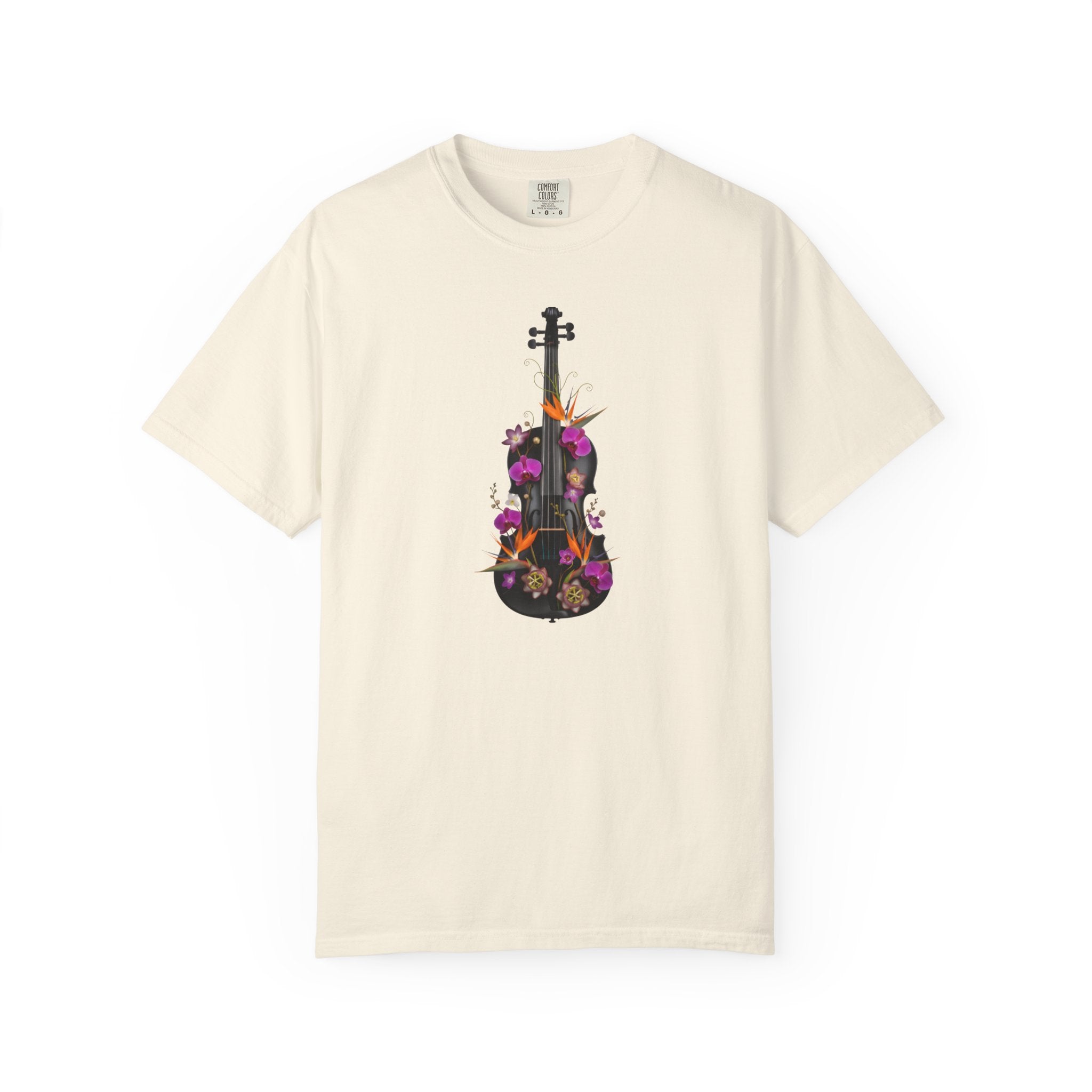 Floral Violin T-shirt | Botanical Music Instrument Tee