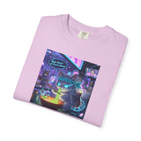 Cyberpunk Cat T-shirt | Neon Magic Potion Street Scene