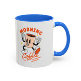 Morning Coffee Mug | Retro Cartoon Coffee Cup, Colorful Ceramic