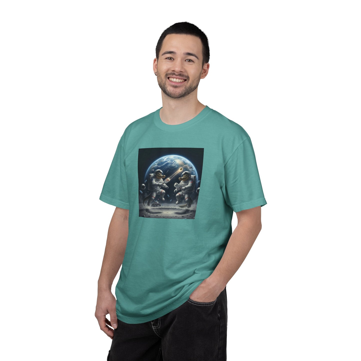Gator Lunar Pickleball  T-shirt | Earth Background, Spacewalk Illustration
