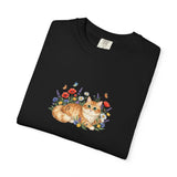 Orange Tabby Cat with Wildflowers T-Shirt | Floral Cat Tee