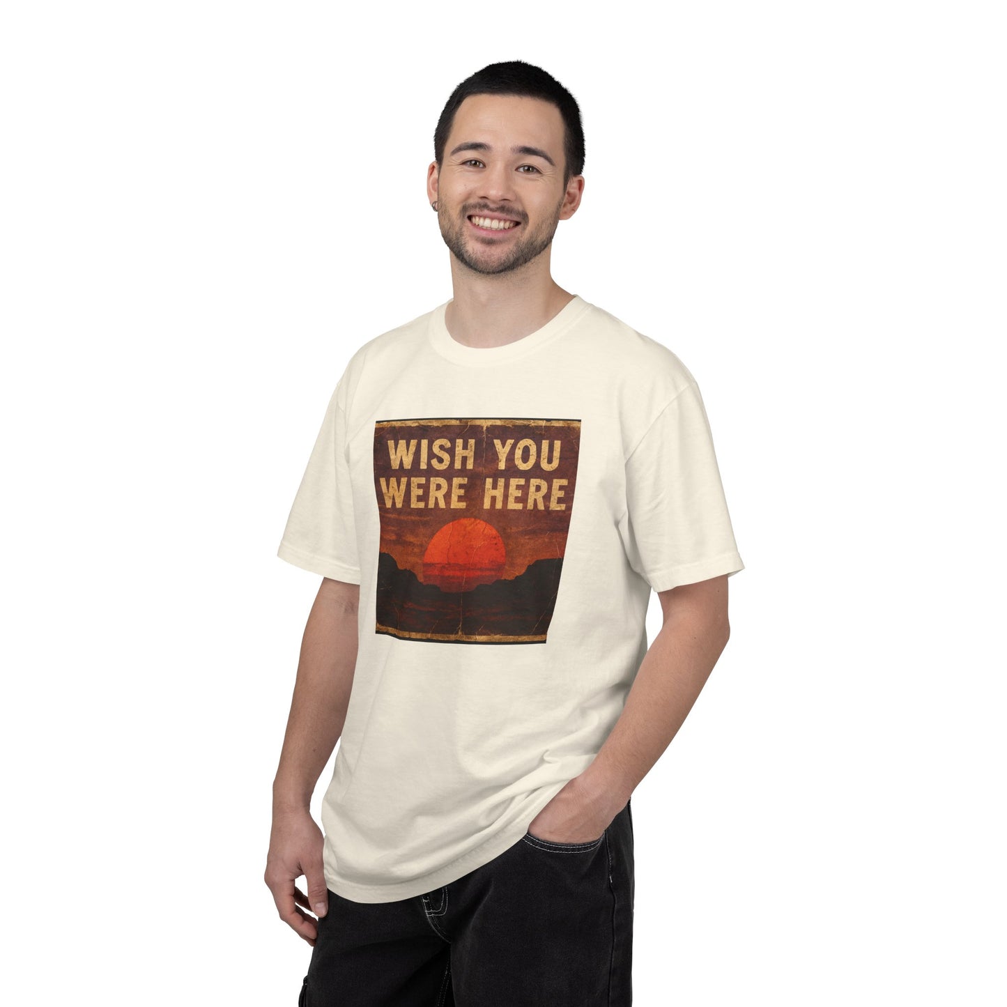 Wish You Were Here Sunset T-shirt | Vintage Sunset Graphic