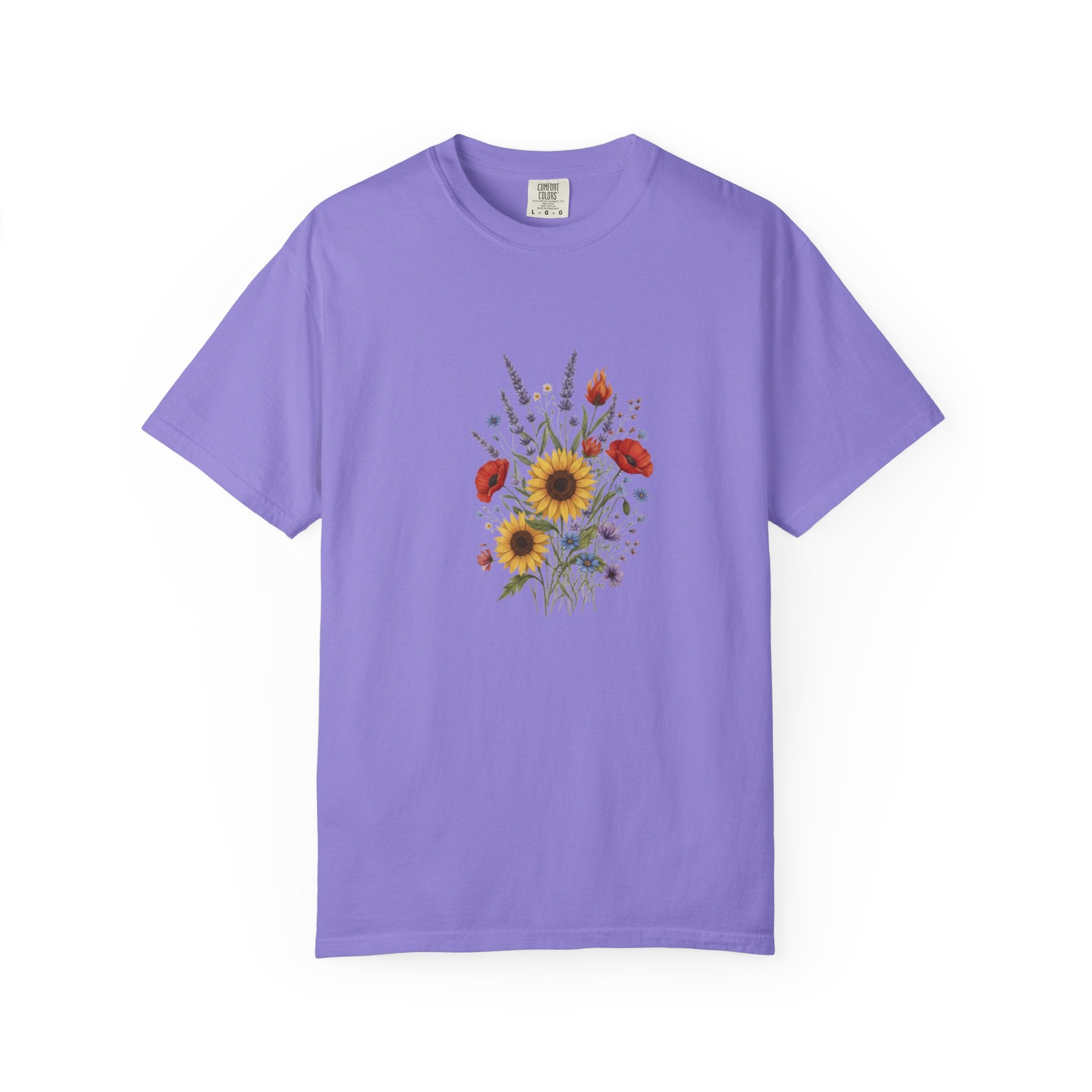 Sunflower and Wildflower Bouquet T-Shirt | Floral Botanical Garden Tee