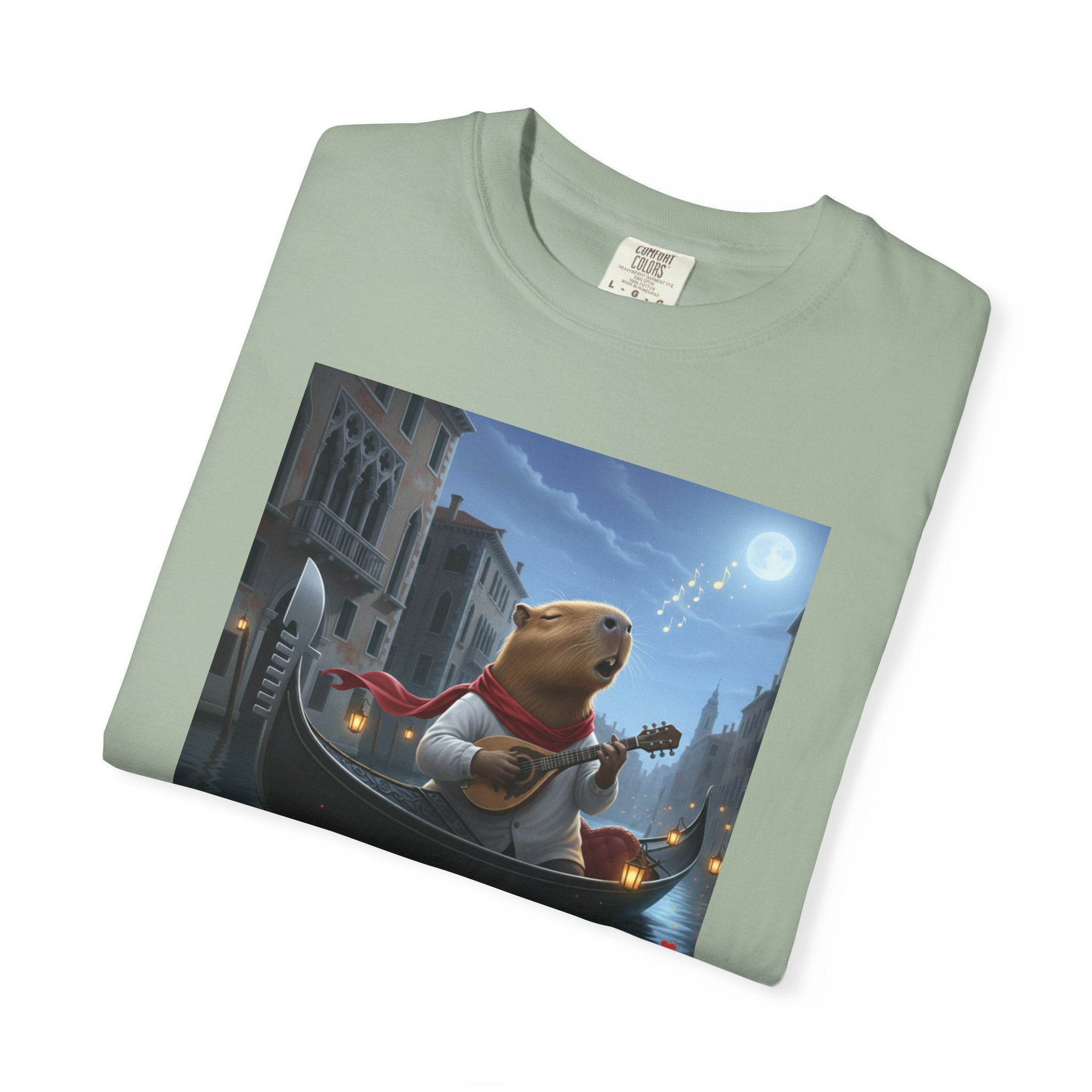 Capybara Gondolier Venice Night T-shirt | Romantic Venetian Canal Illustration