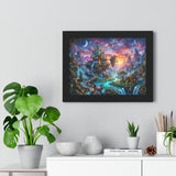 Ethereal Celestial Castle Fantasy Art Print | Dreamy Whimsical Landscape Poster | Vibrant Magical Realm Wall Decor
