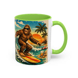 Surfing Bigfoot Mug | Retro Beach Sunset Bigfoot Wave Coffee Cup