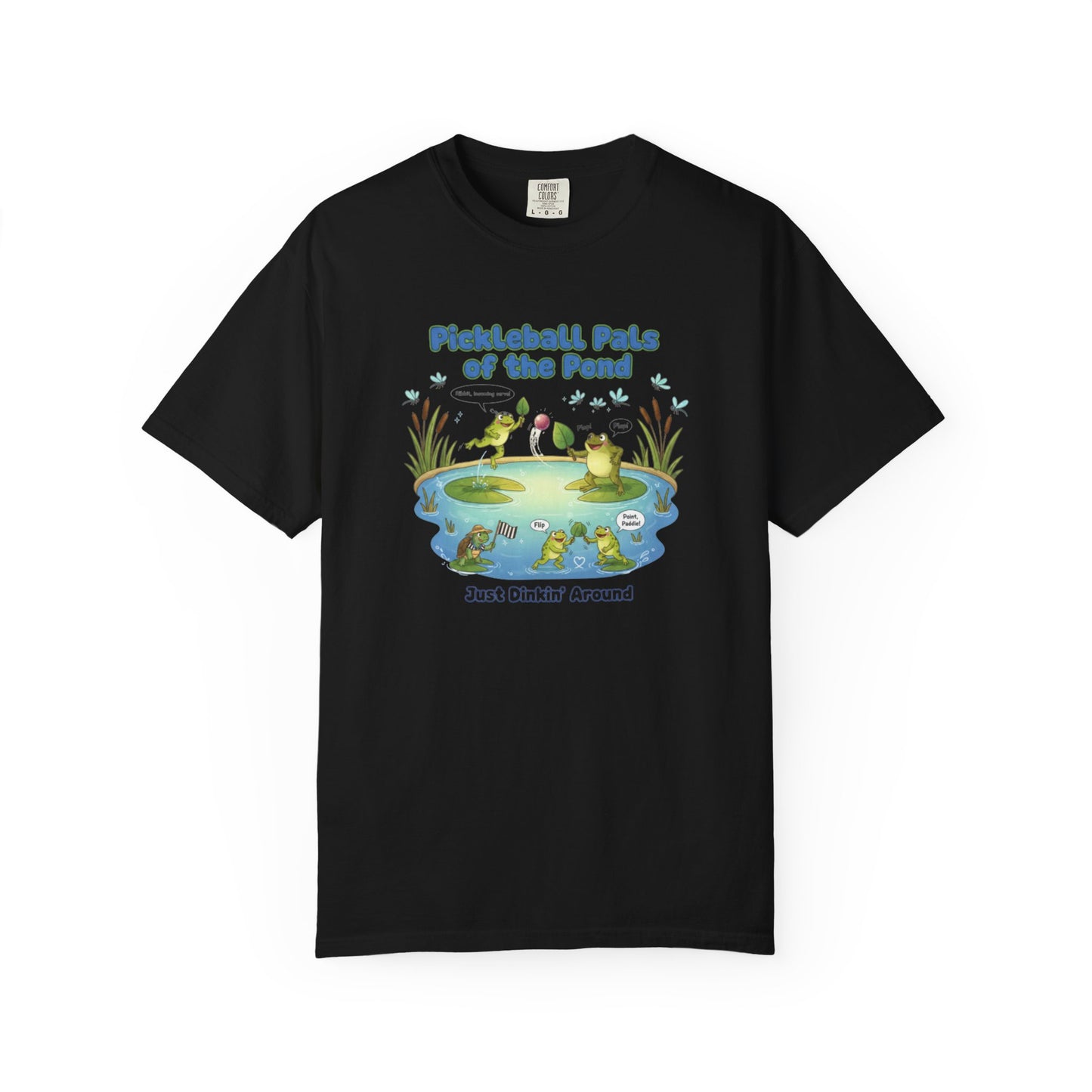 Pickleball Pals of the Pond T-Shirt | Cute Frog Pond Illustration