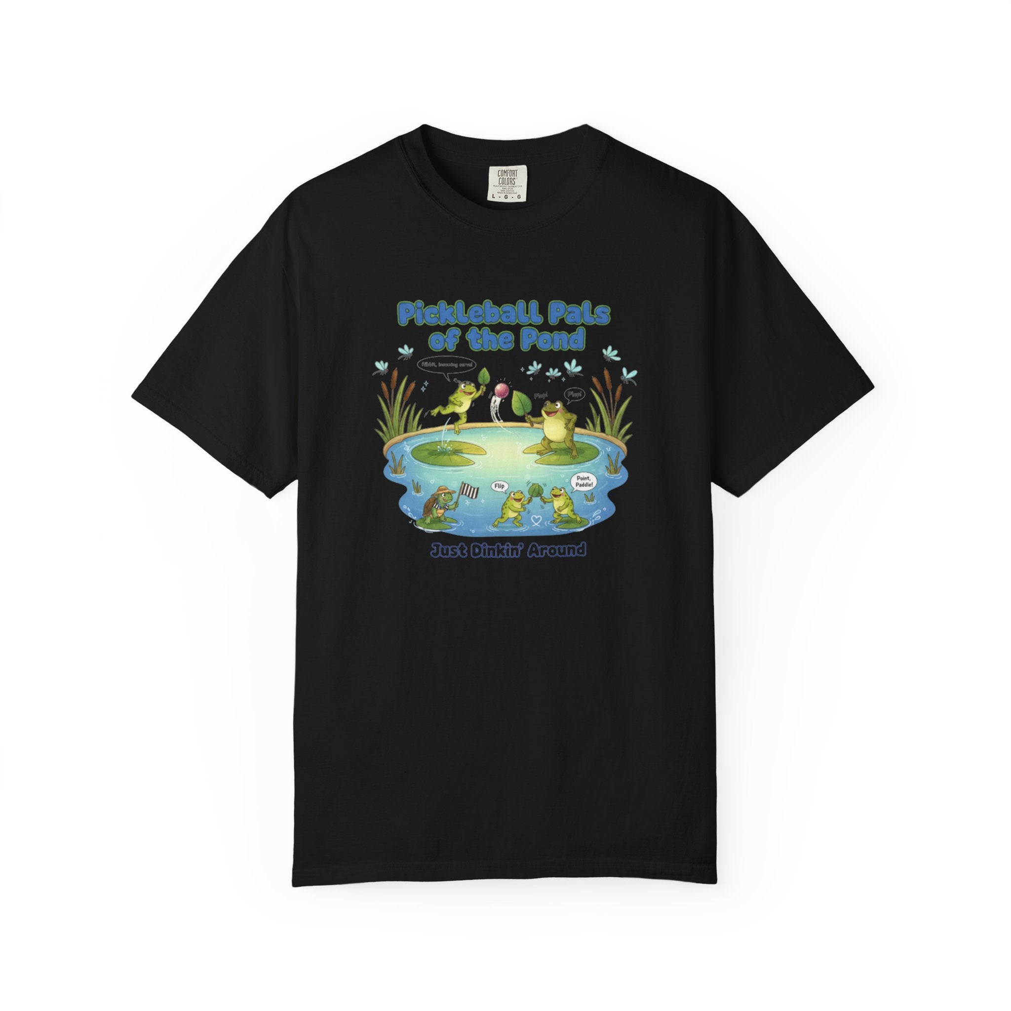 Pickleball Pals of the Pond T-Shirt | Cute Frog Pond Illustration