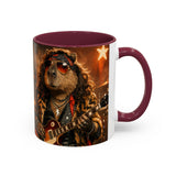 Rockstar Capybara with Guitar Mug | Color Accent Coffee Cup 11oz 15oz