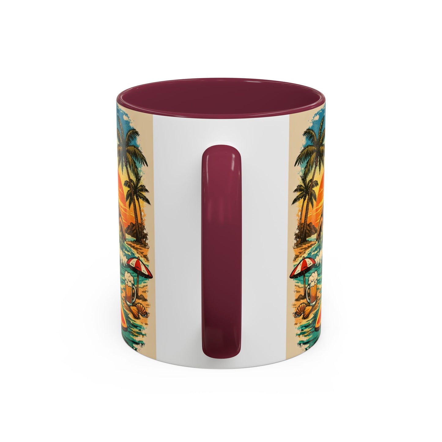 Surfing Bigfoot Mug | Retro Beach Sunset Bigfoot Wave Coffee Cup