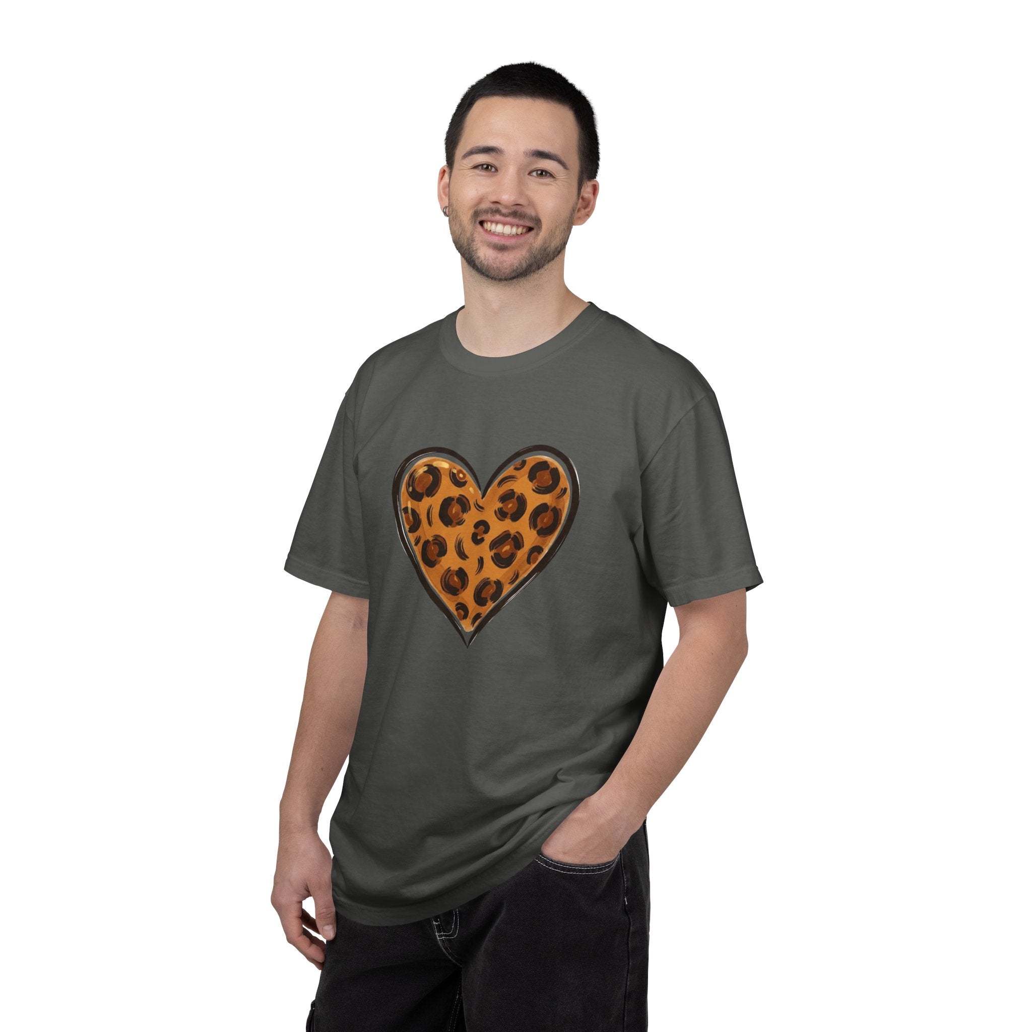 Leopard Print Heart T-shirt | Animal Print Heart Tee