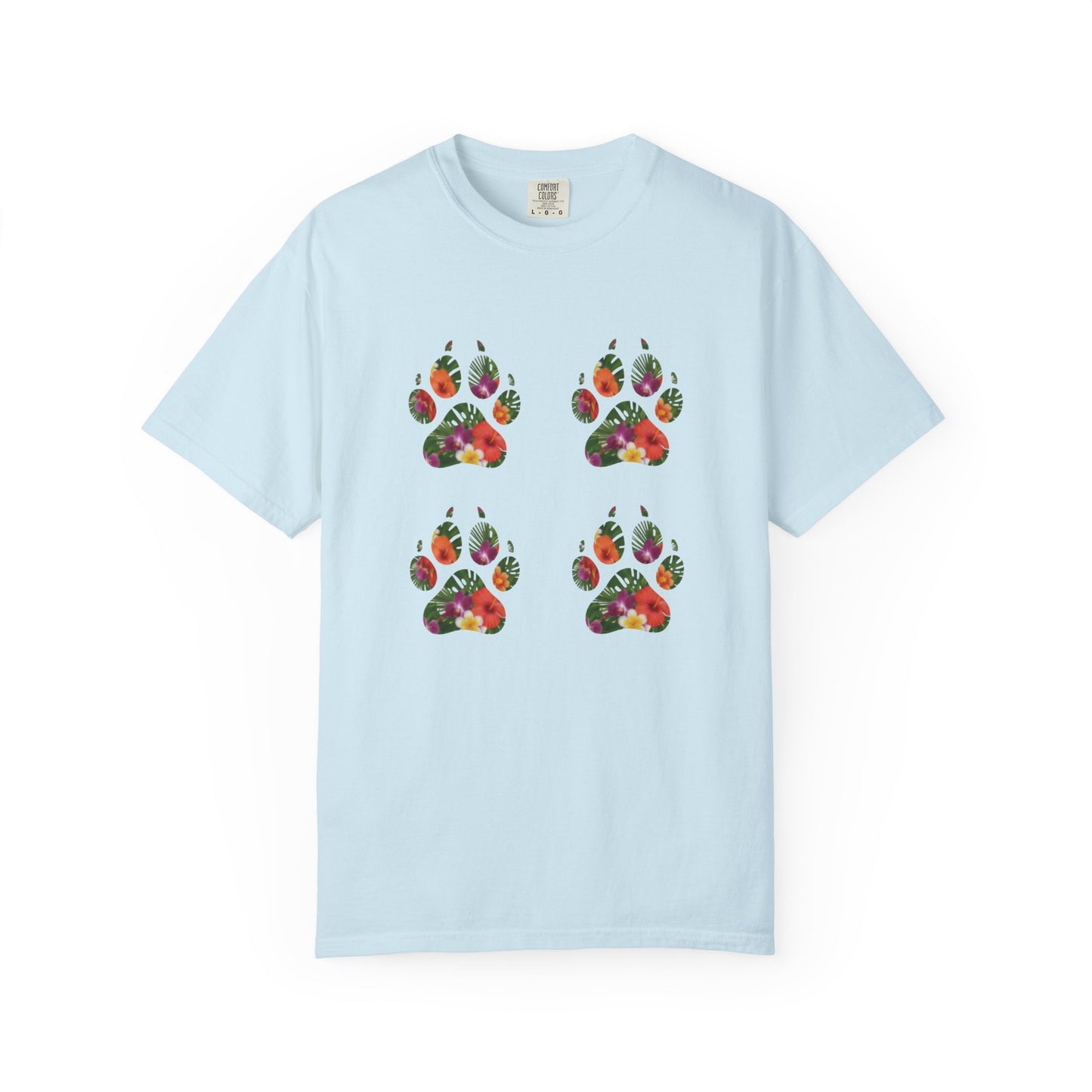 Floral Puppy Paws T-shirt | Dog Lover Tee