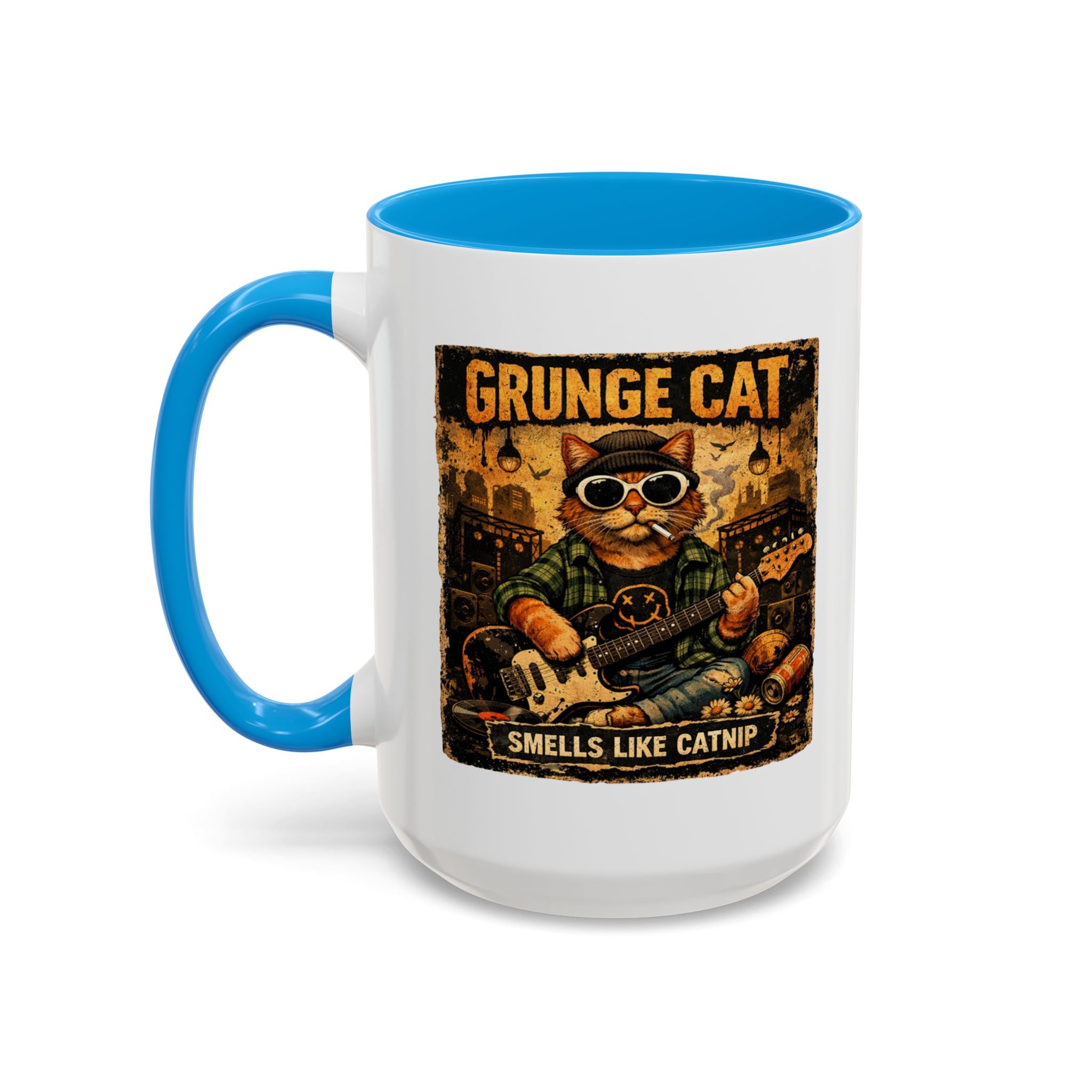 Grunge Cat Smells Like Catnip Mug | Ceramic Coffee Cup