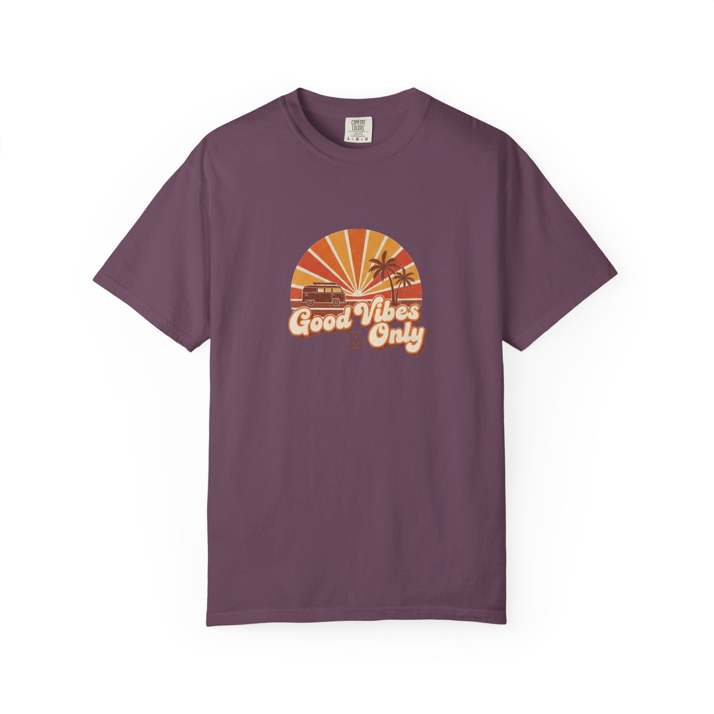Good Vibes Only T-shirt | Retro Sunset Palm Peace Sign