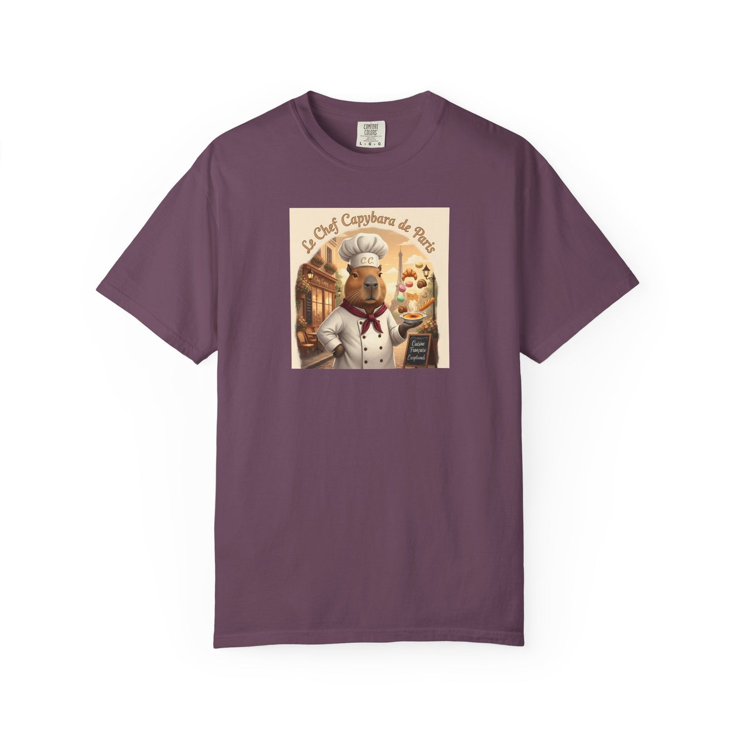 Vintage French Pâtissier Capybara Chef T-shirt | Bakery Illustration