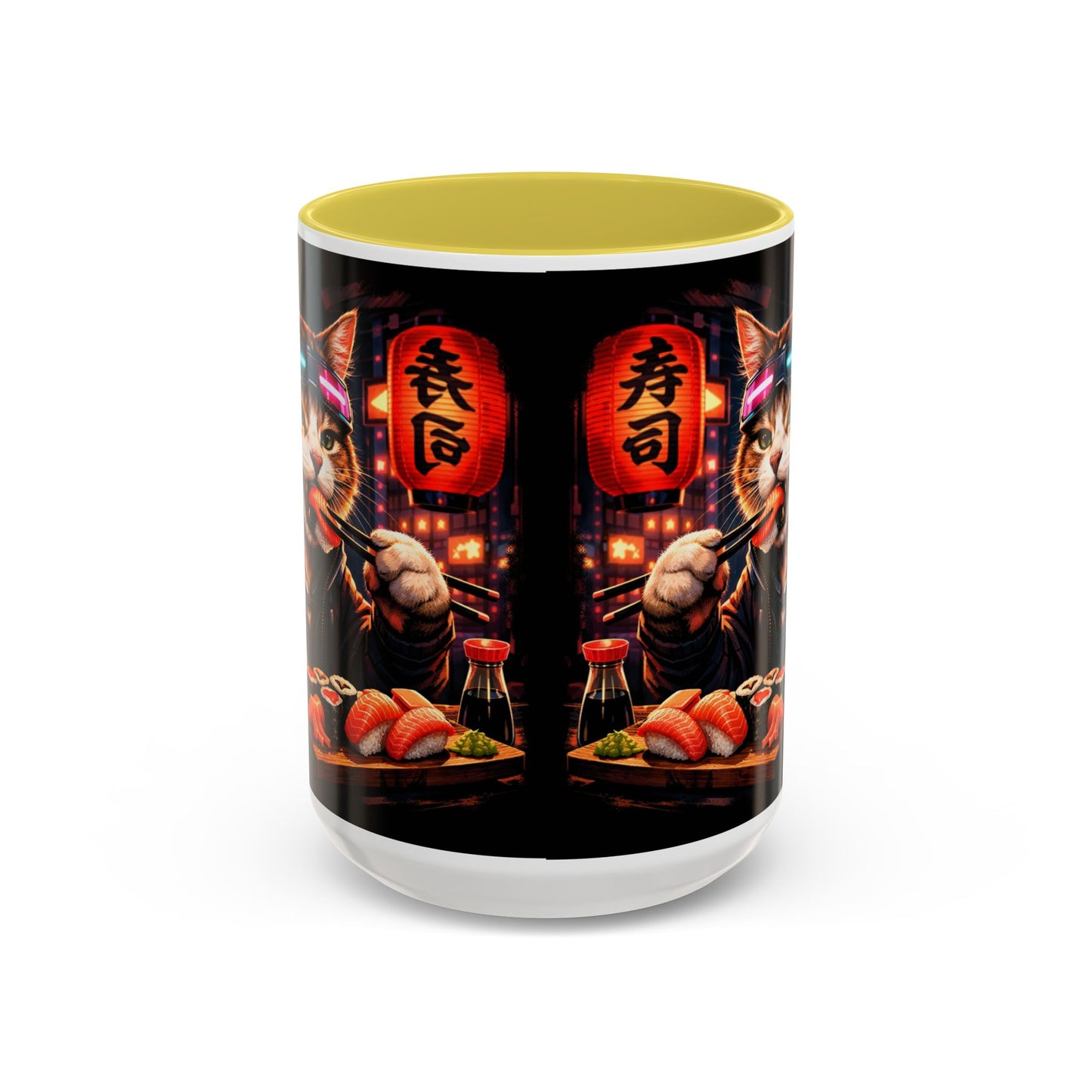 Cyberpunk Sushi Cat Mug | 11oz 15oz Ceramic Coffee Cup