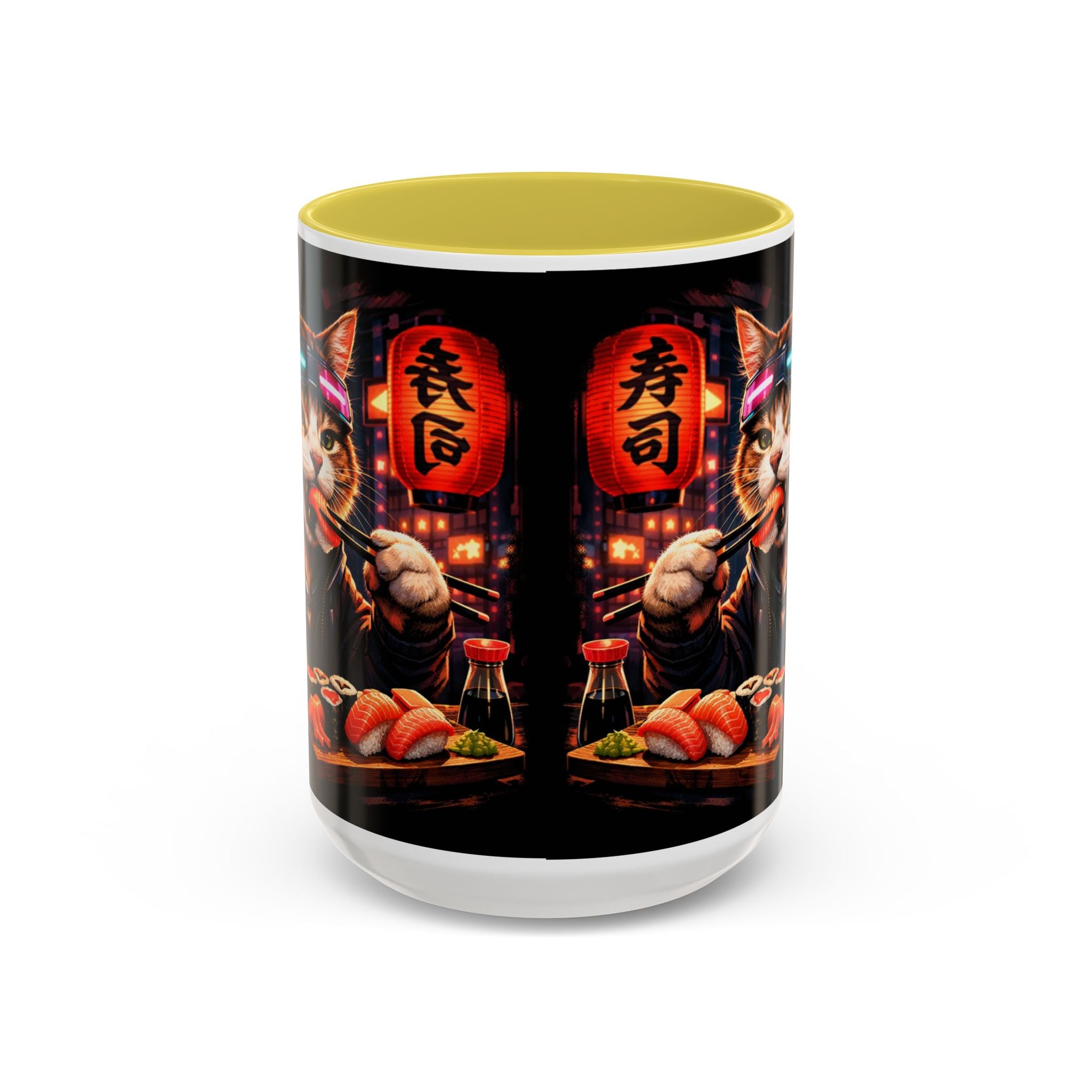 Cyberpunk Sushi Cat Mug | 11oz 15oz Ceramic Coffee Cup