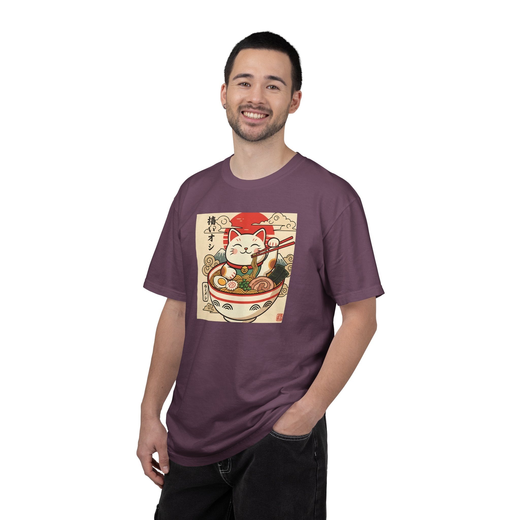 Maneki Neko Ramen Cat T-shirt | Lucky Cat Bowl Graphic Japanese Style