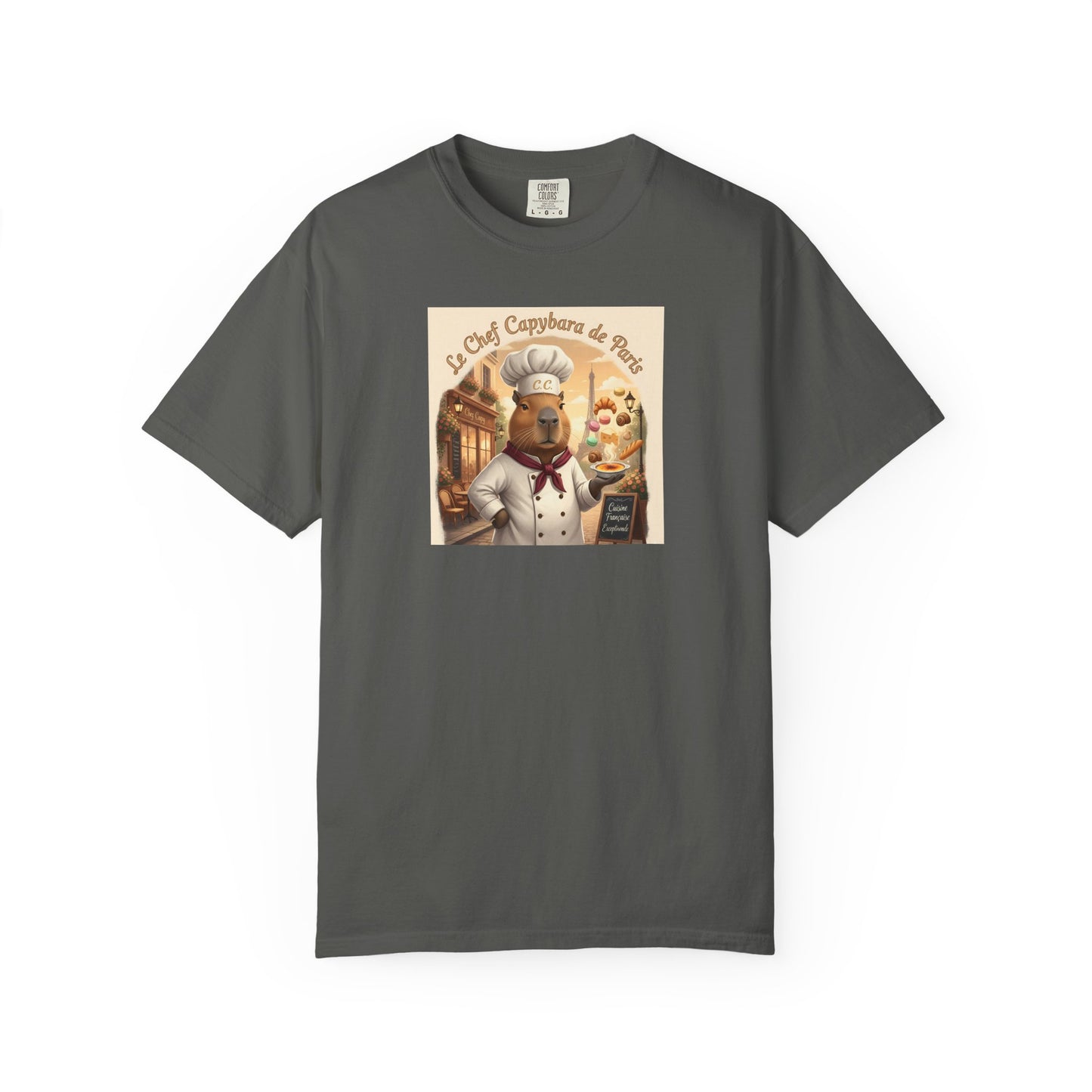 Vintage French Pâtissier Capybara Chef T-shirt | Bakery Illustration