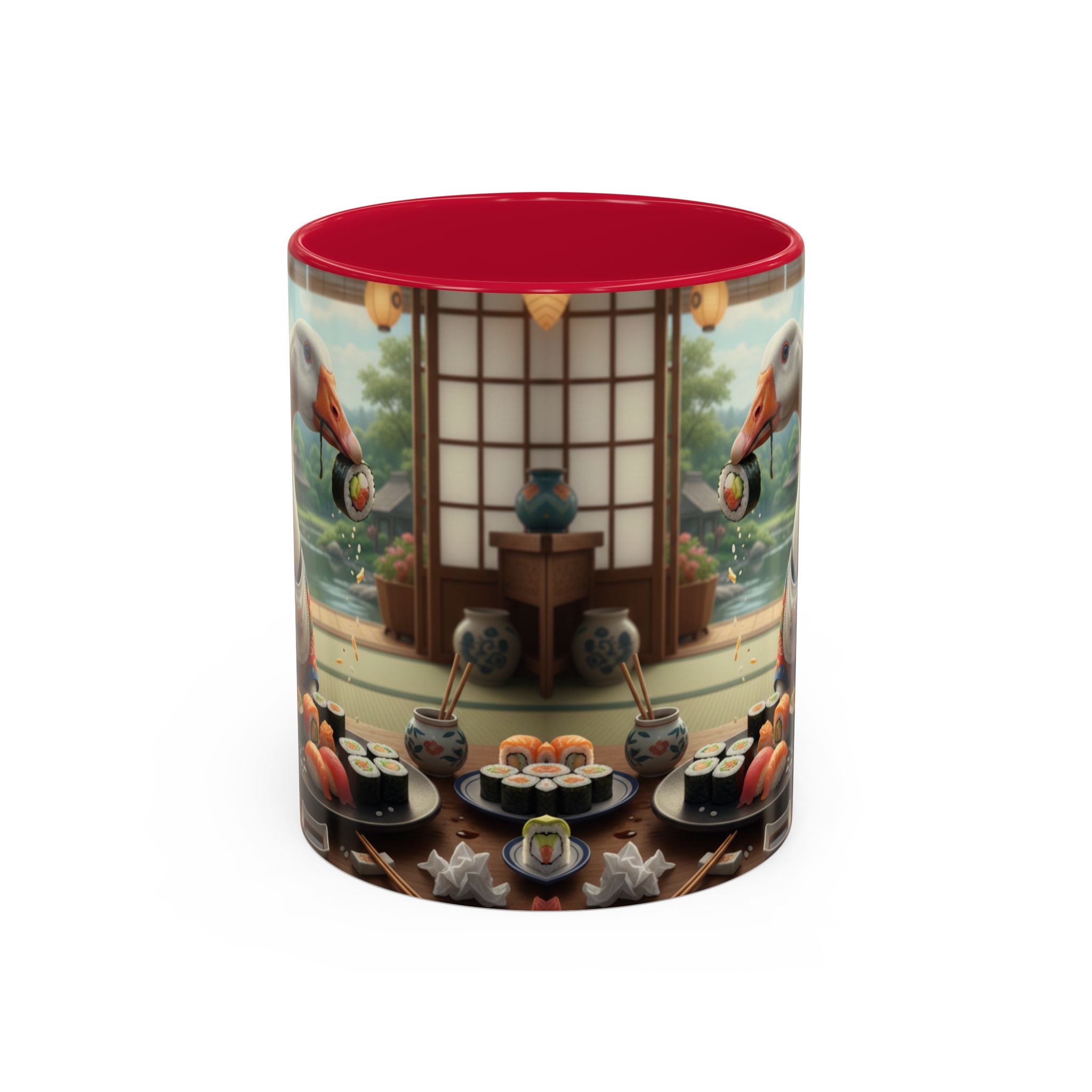 Goose with Sushi Mug | Japanese Tea Room Illustration