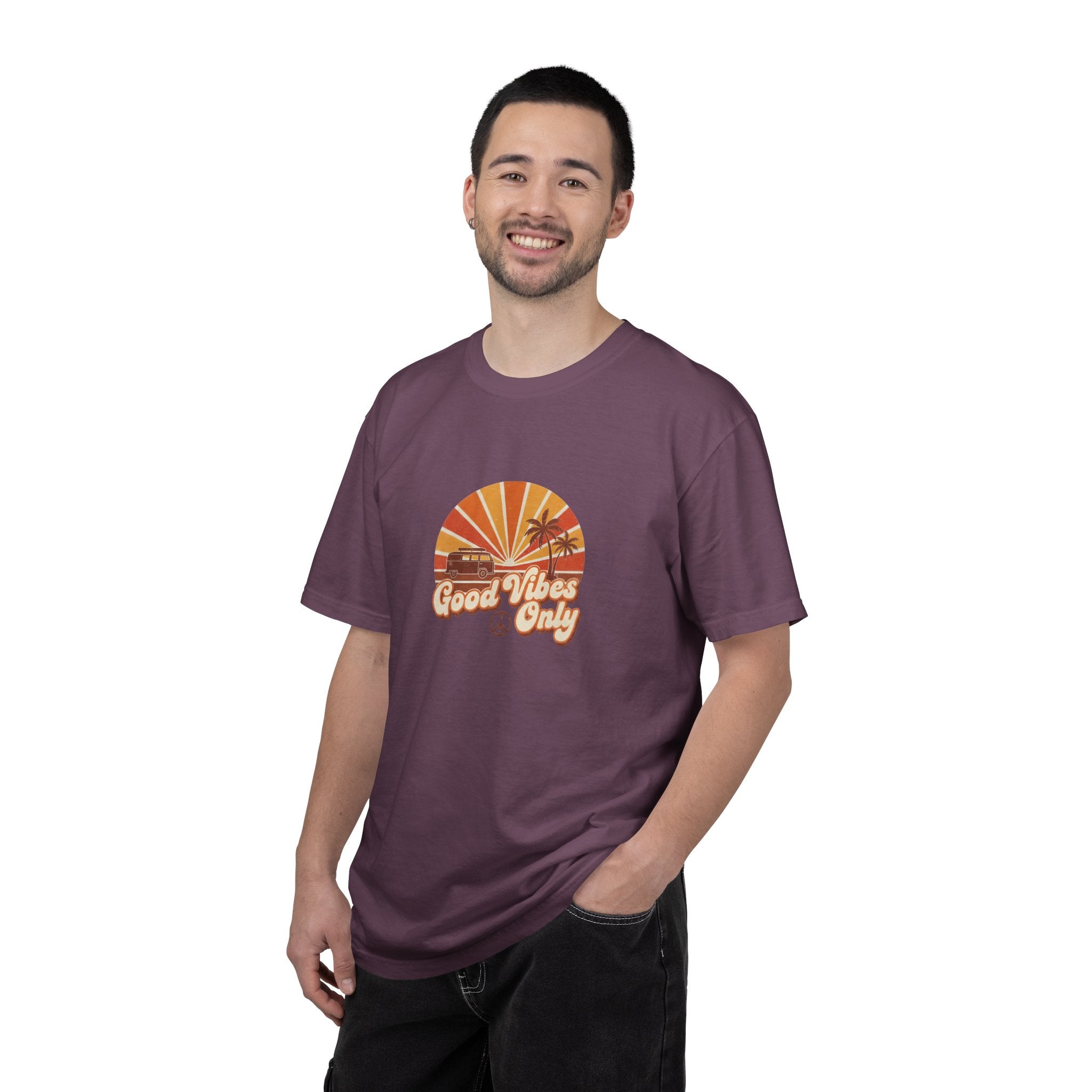 Good Vibes Only T-shirt | Retro Sunset Palm Peace Sign