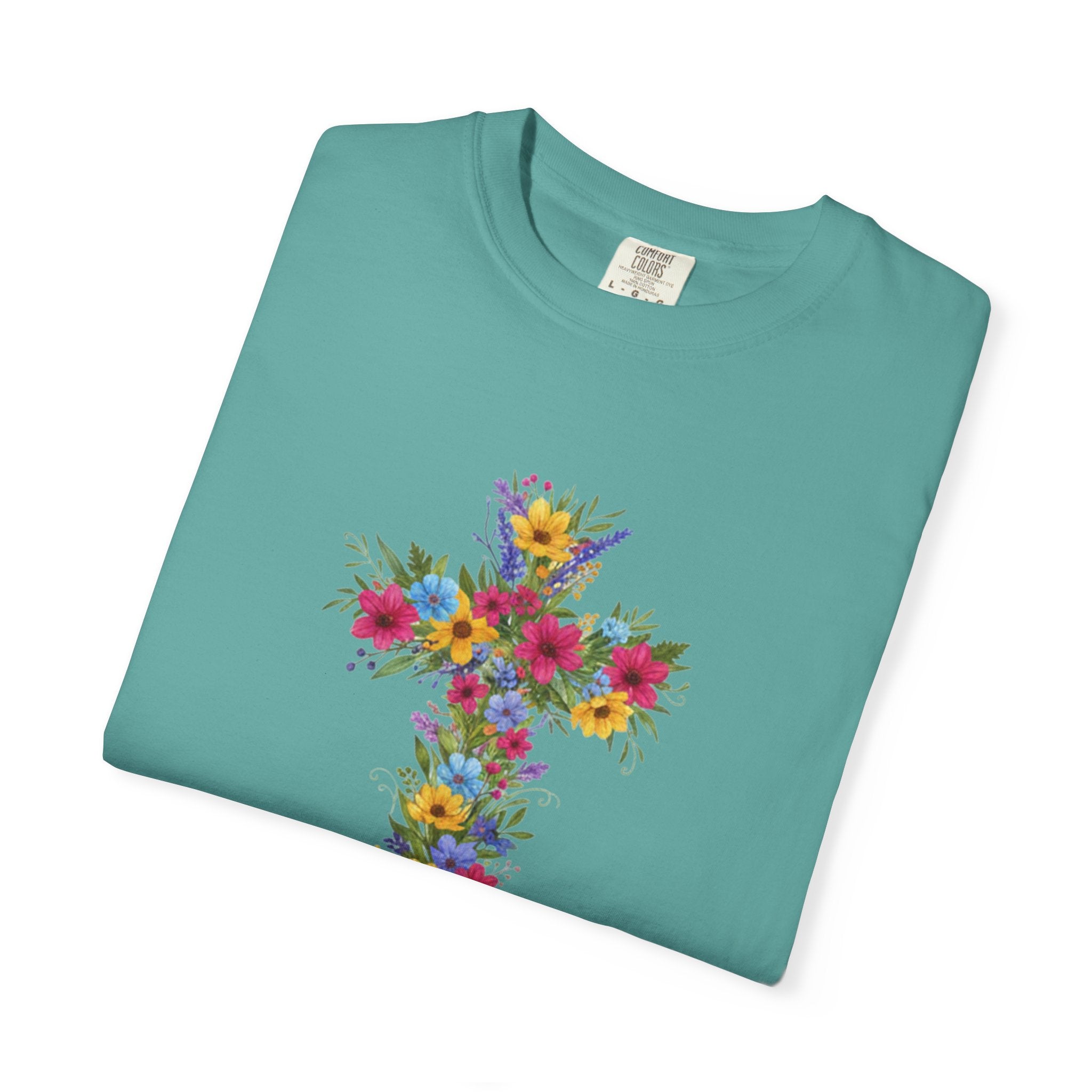 Floral Cross T-shirt | Colorful Flower Cross Tee, Christian Faith Shirt