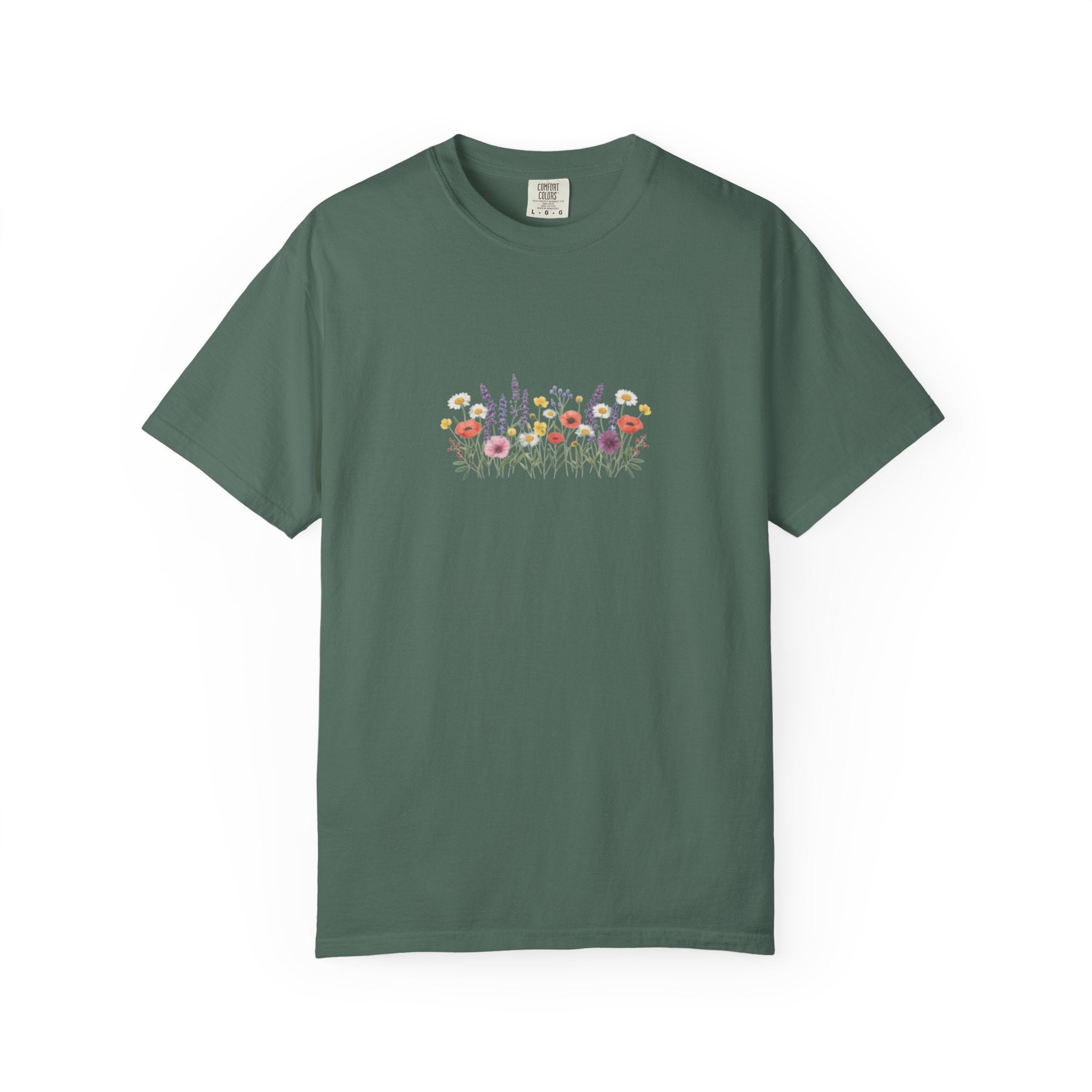 Wildflower Meadow watercolor floral design T-shirt | botanical garden tee