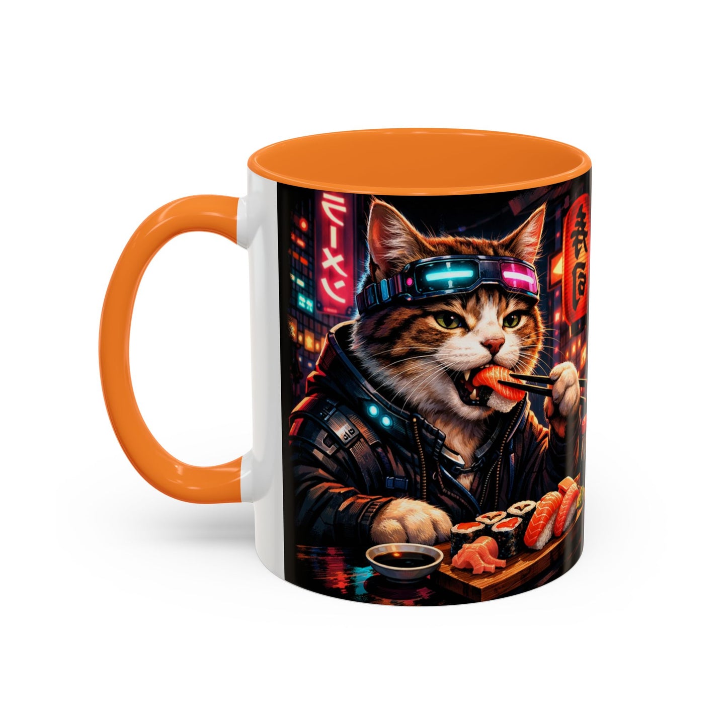 Cyberpunk Sushi Cat Mug | 11oz 15oz Ceramic Coffee Cup
