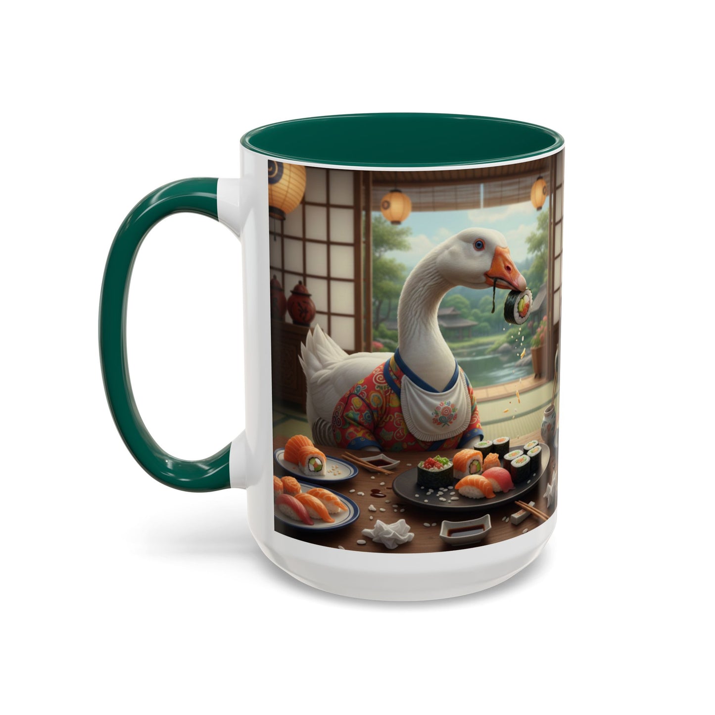 Goose with Sushi Mug | Japanese Tea Room Illustration