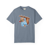 Sloth with Rose on Branch T-shirt | Cute Relaxed Animal Tee