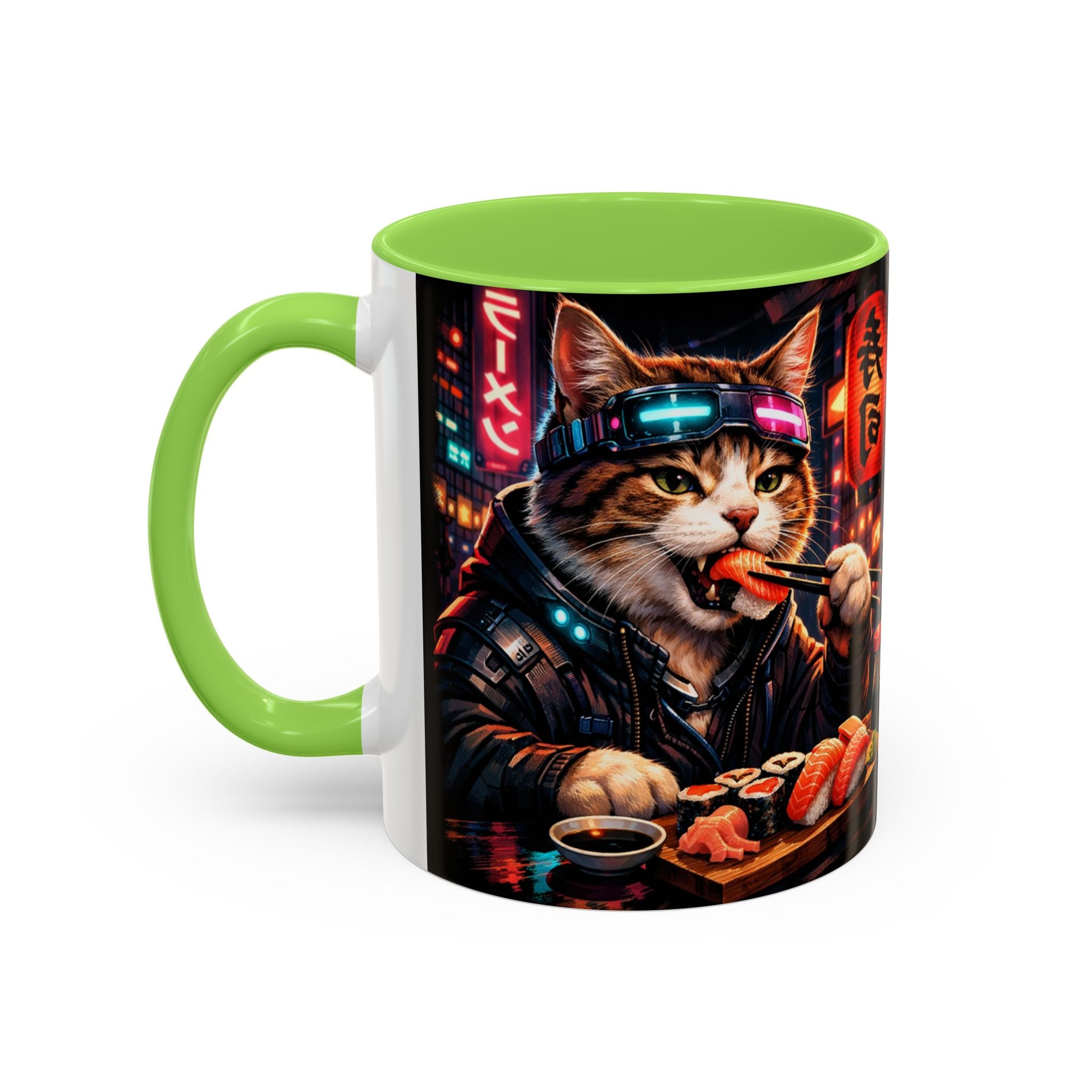 Cyberpunk Sushi Cat Mug | 11oz 15oz Ceramic Coffee Cup
