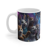 Party Cats Choir Mug | Cute Cat DJ with Headphones, Confetti