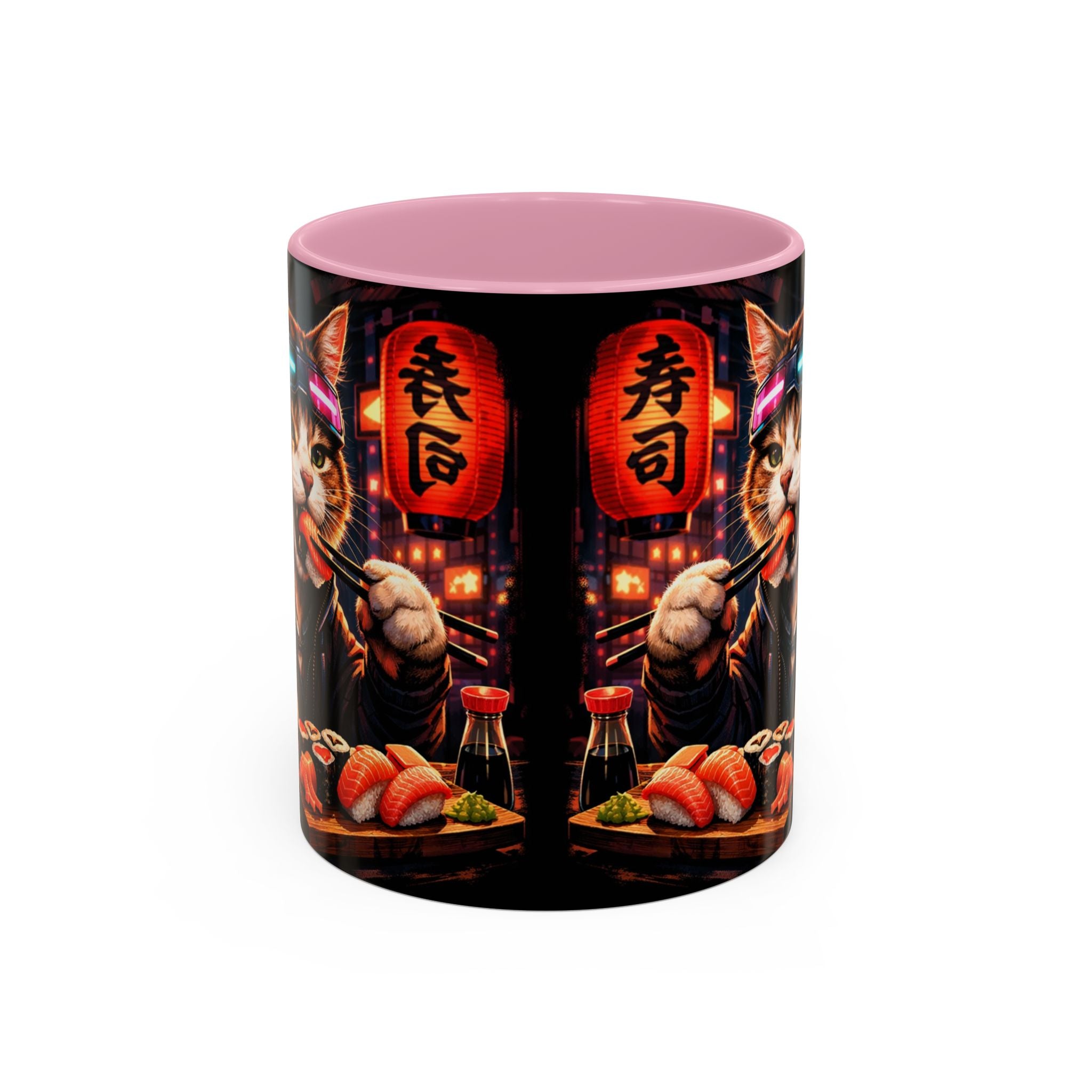 Cyberpunk Sushi Cat Mug | 11oz 15oz Ceramic Coffee Cup