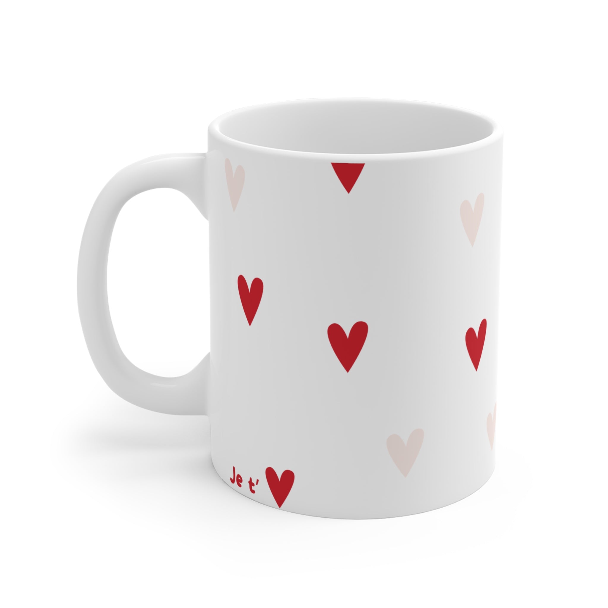 Red and Pink Heart Pattern Mug | 11oz Ceramic