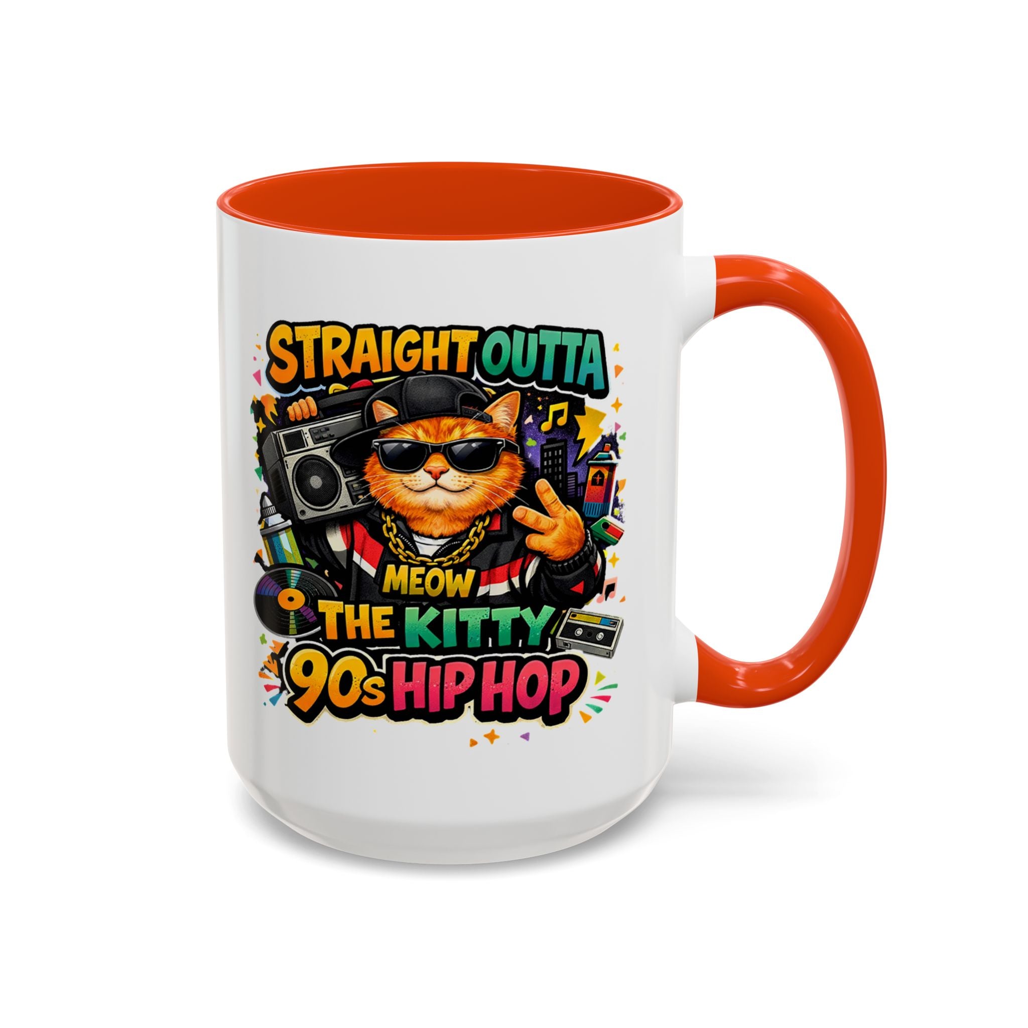Straight Outta Meow The Kitty 90s Hip Hop Mug | Color Accent