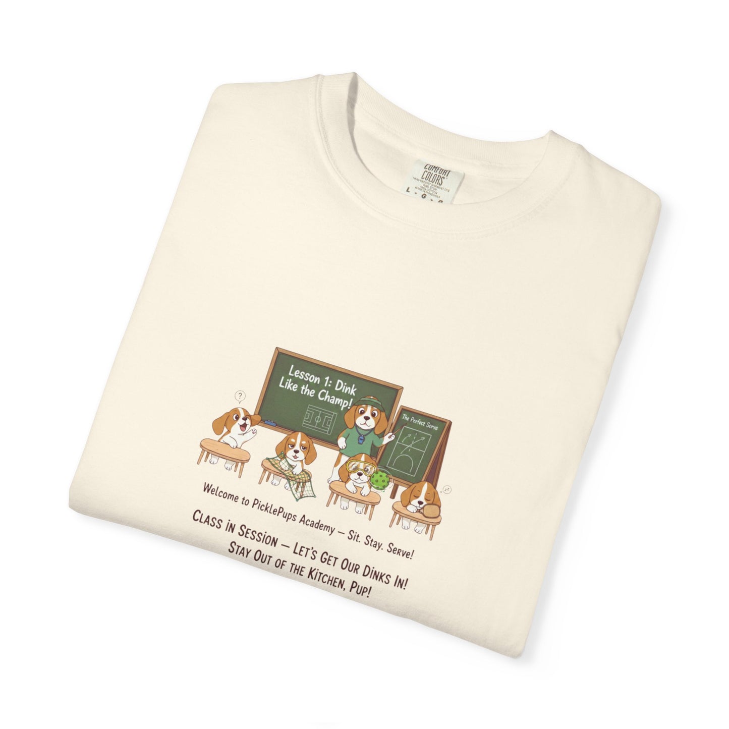 Beagle Pickleball Classroom Cartoon T-shirt | Dog Teacher Paw School Design