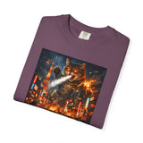 Giant Catzilla Kaiju Rampage T-Shirt | Neon City Monster Battle