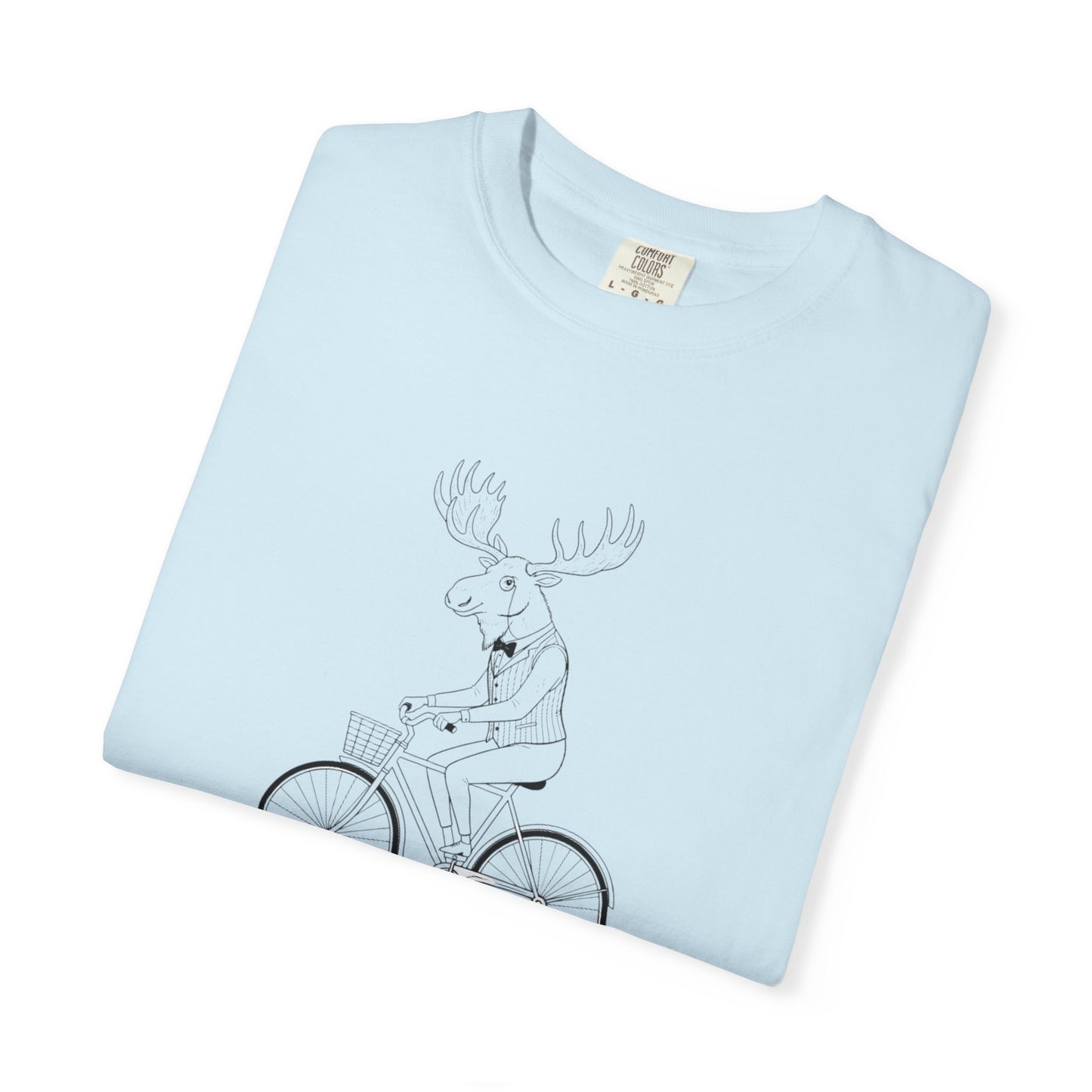 Funny Moose Riding Bike T-shirt | Novelty Animal Cycling Tee