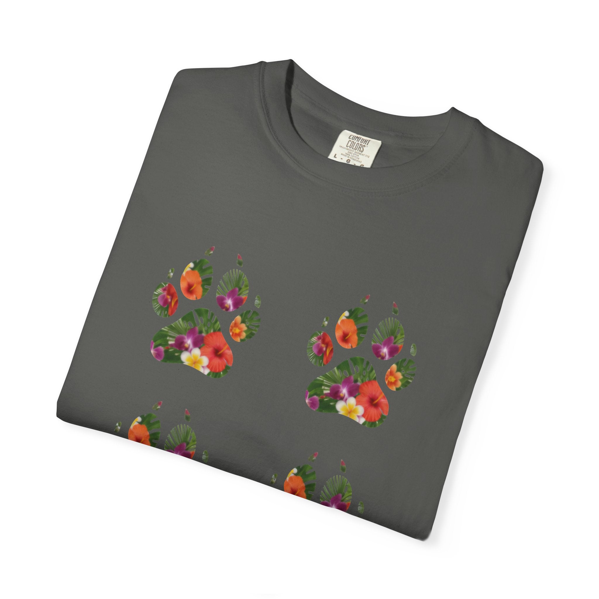 Floral Puppy Paws T-shirt | Dog Lover Tee